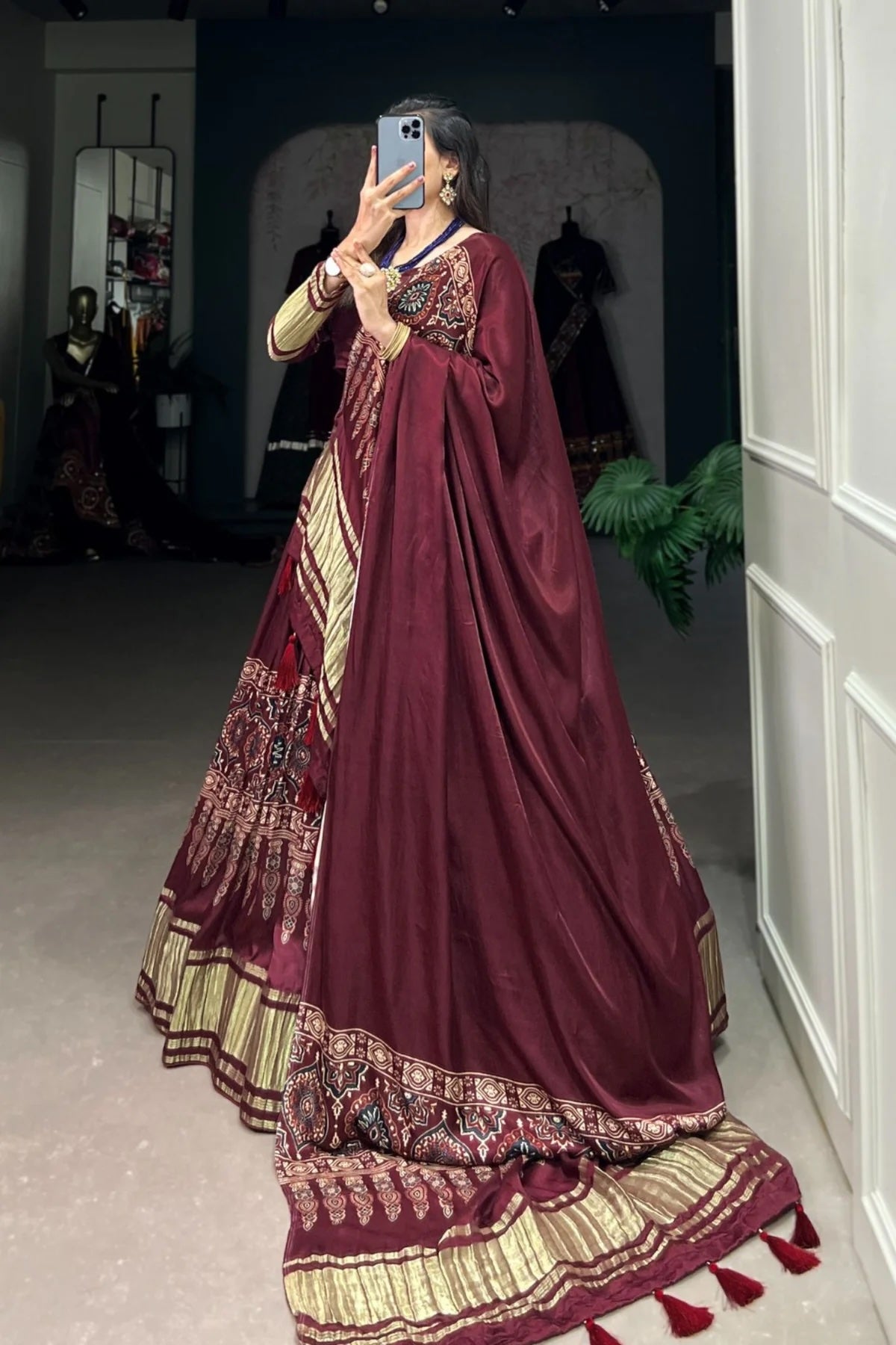 Exquisite Gaji Silk Lehenga Choli with Digital Print and Lagadi Patta