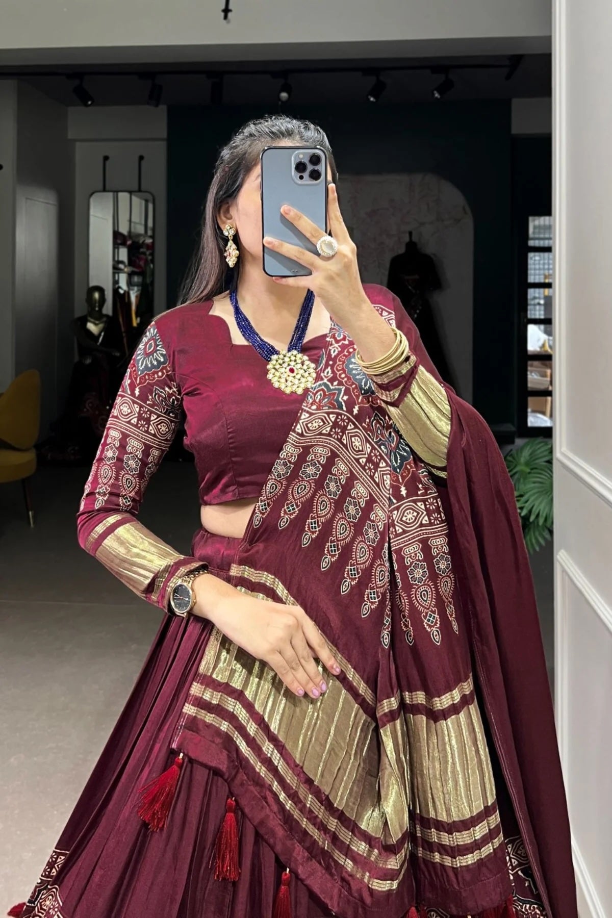 Exquisite Gaji Silk Lehenga Choli with Digital Print and Lagadi Patta