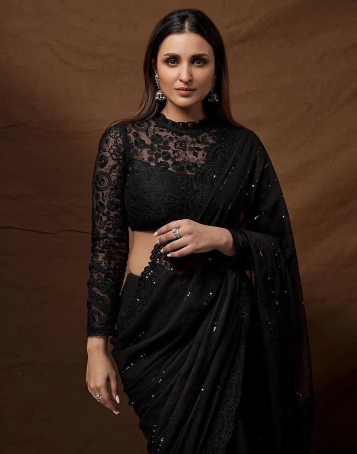 Mitera Sequinned Embellished Saree | Celebrity Glamour and Elegance