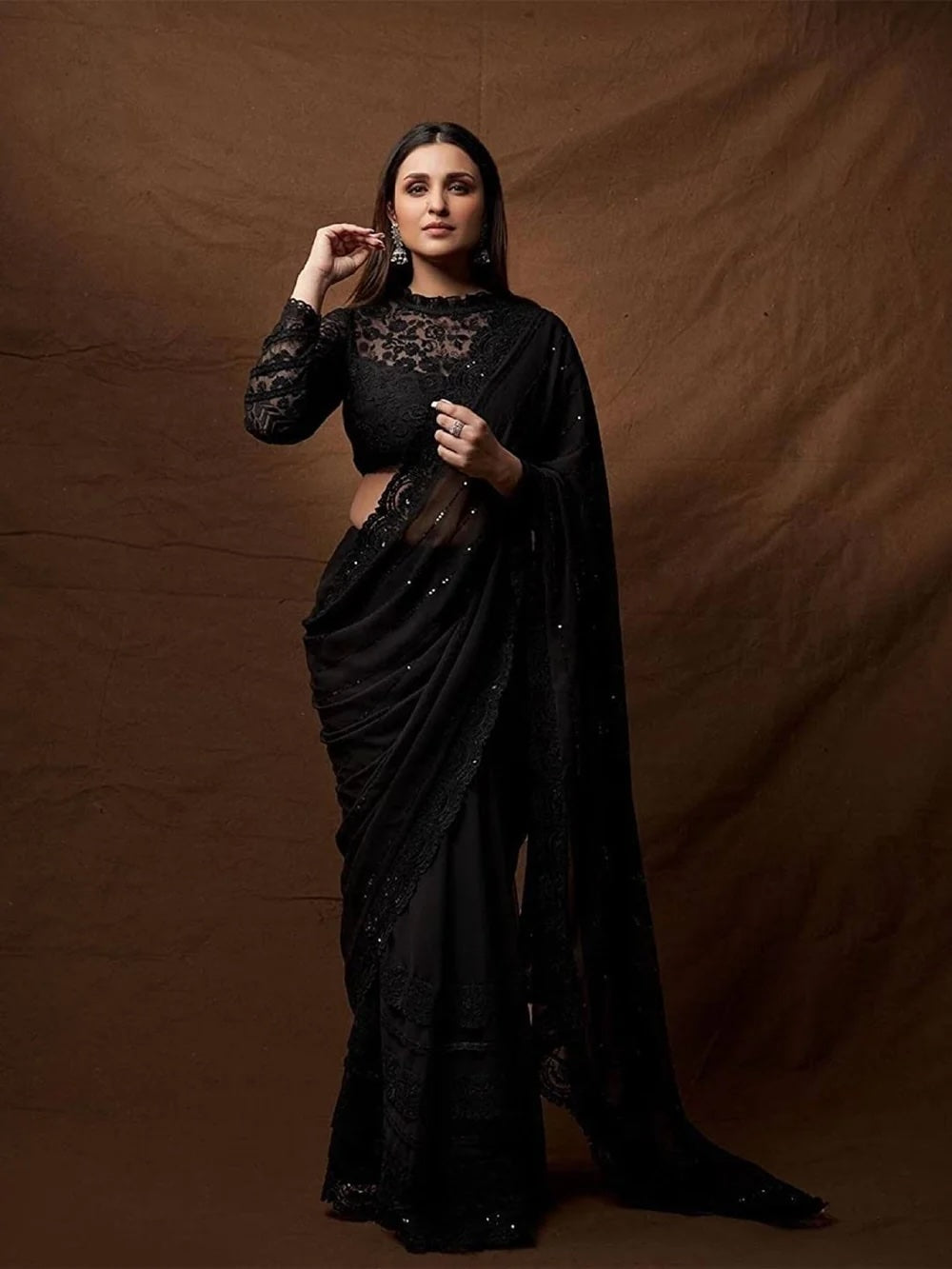 Mitera Sequinned Embellished Saree | Celebrity Glamour and Elegance