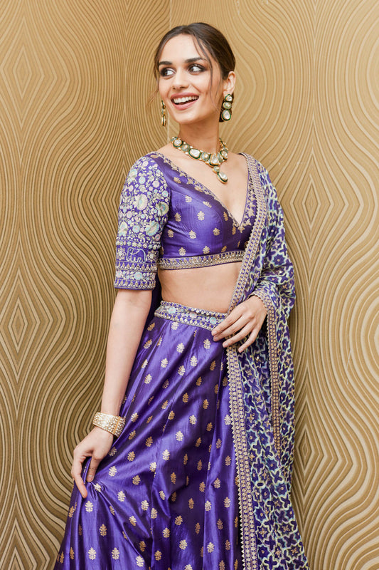 Manushi Chillar in Electric Blue Ezra Lehenga Set