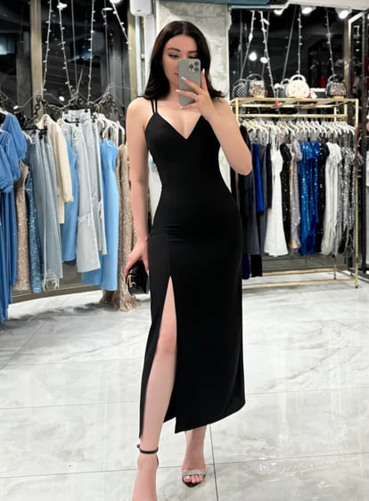 livi midi dress Livi Back Cross Midi Length Dress with Front Slit
