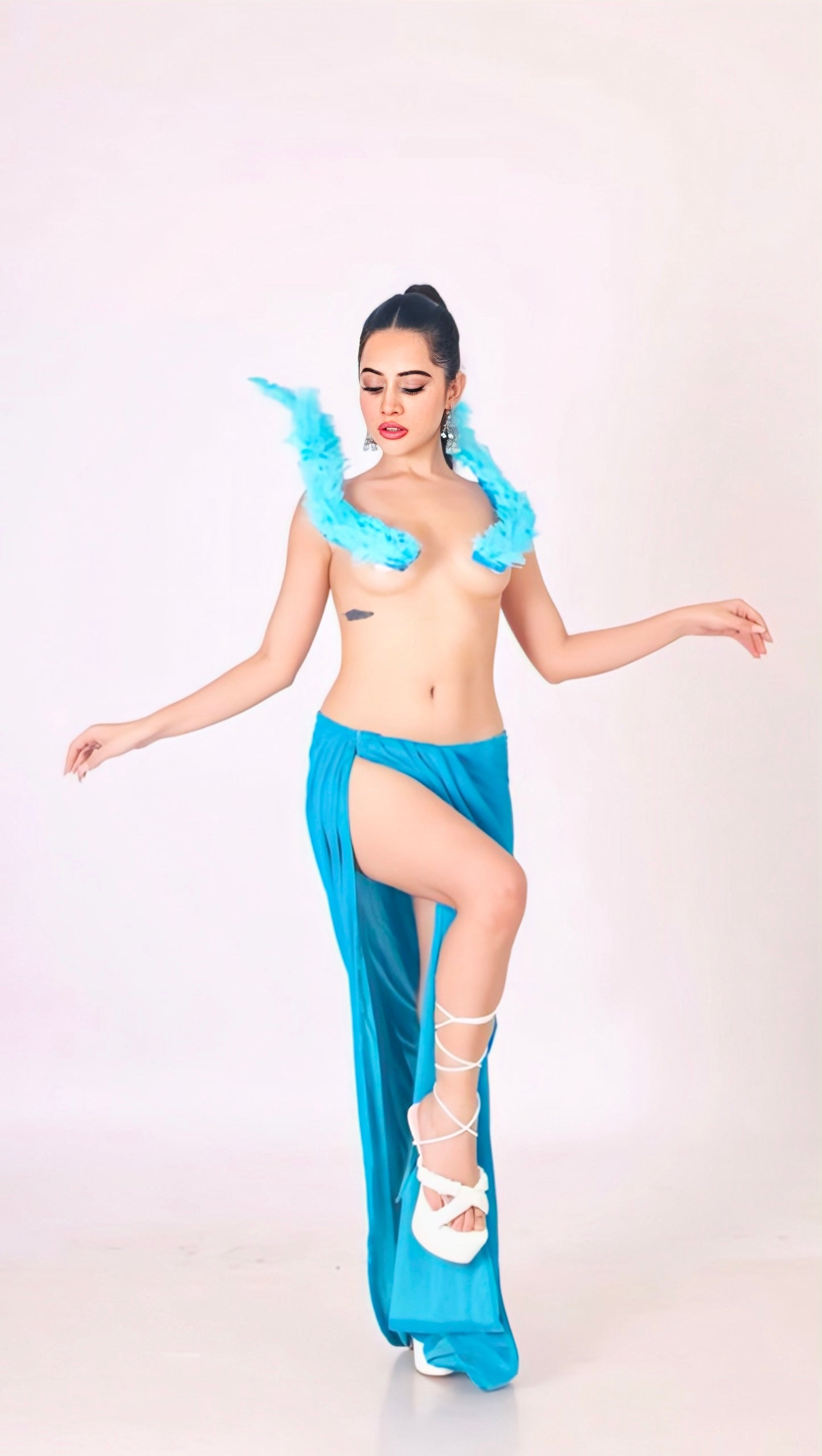 Urfi Javed inspired blue feather outfit