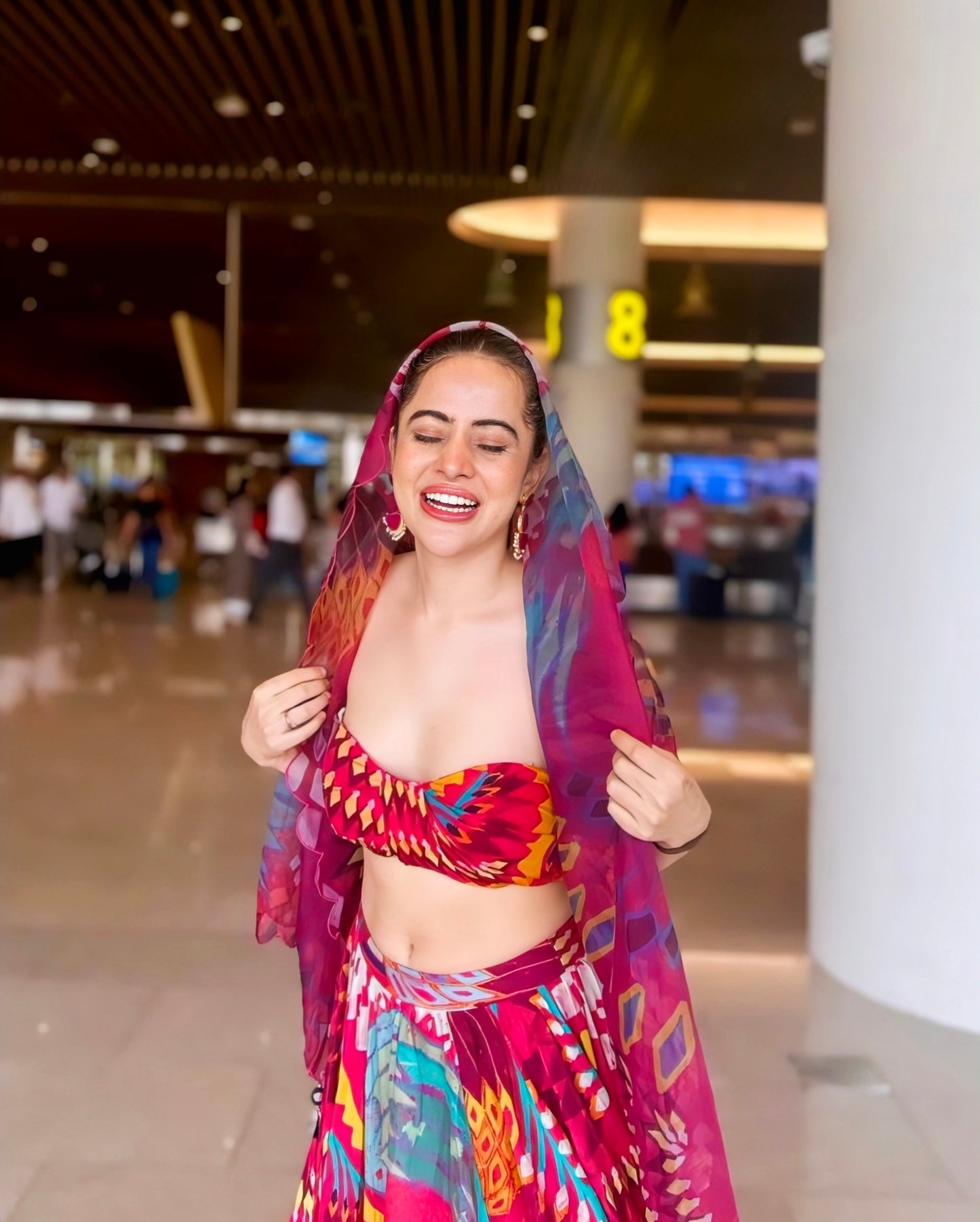 Nora Fatehi Inspired Multicolor Printed Lehenga Choli