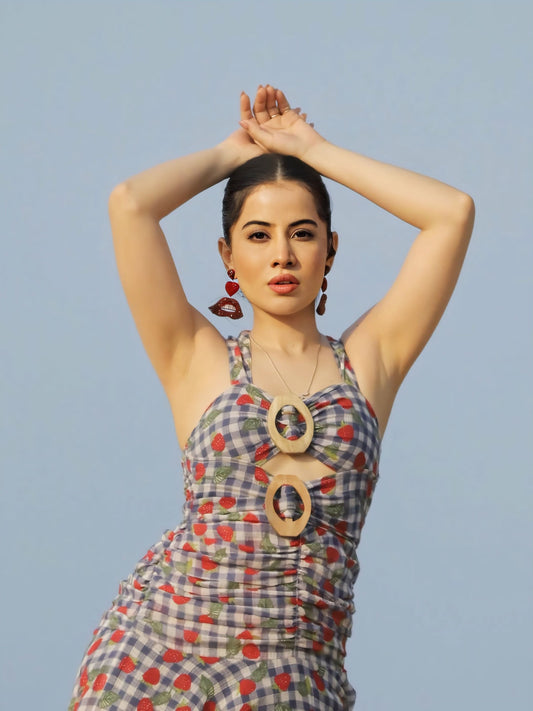 Urfi Javed Inspired Printed Maxi Dress with Cut-Out Detail | Breezy Beachwear Dress for Women