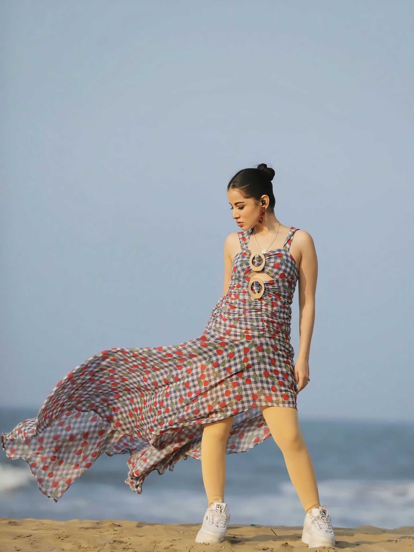 Urfi Javed Inspired Printed Maxi Dress with Cut-Out Detail | Breezy Beachwear Dress for Women
