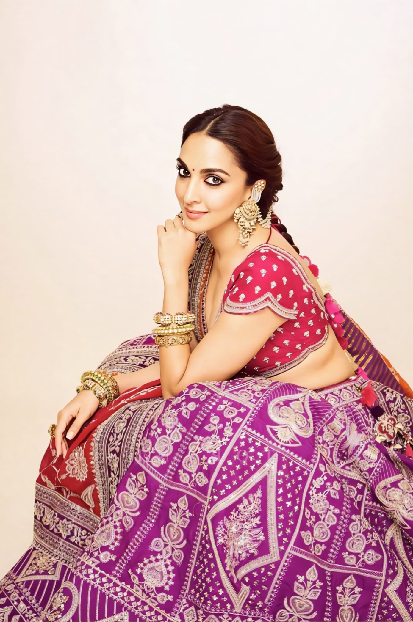 Kiara Advani Inspired Ombre Purple Embroidered Lehenga Choli Set | Raasleela Shyama Designer Outfit