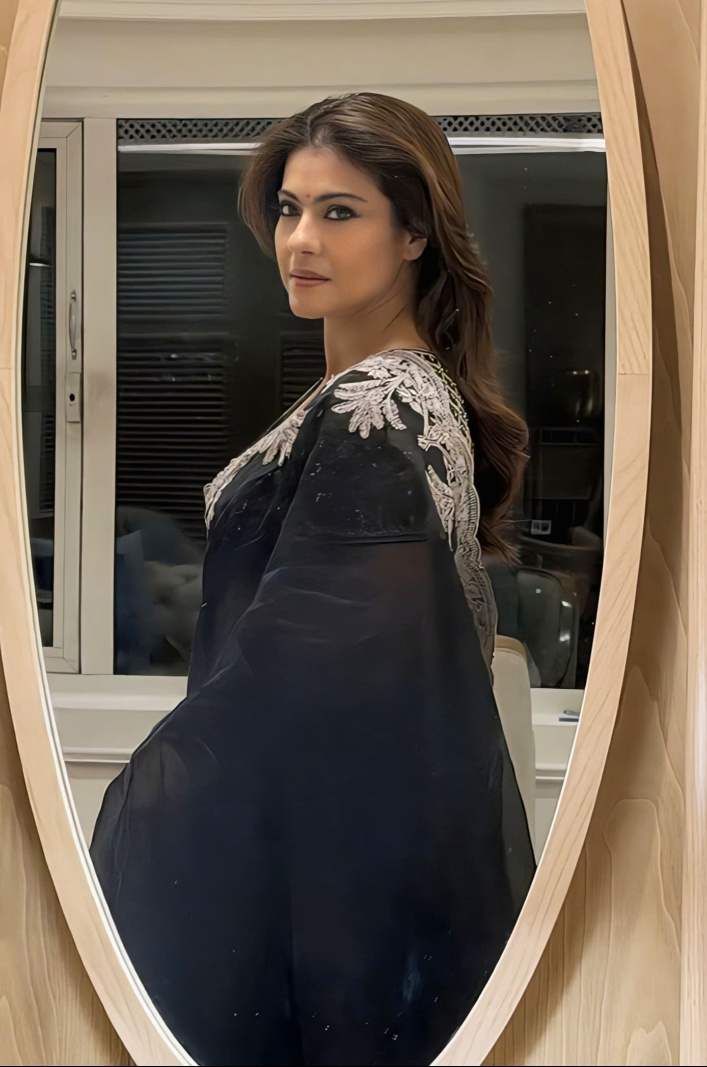 Kajol Inspired Black Organza Embroidered Saree Set | Raat Rani Afrah Aavya Designer Outfit