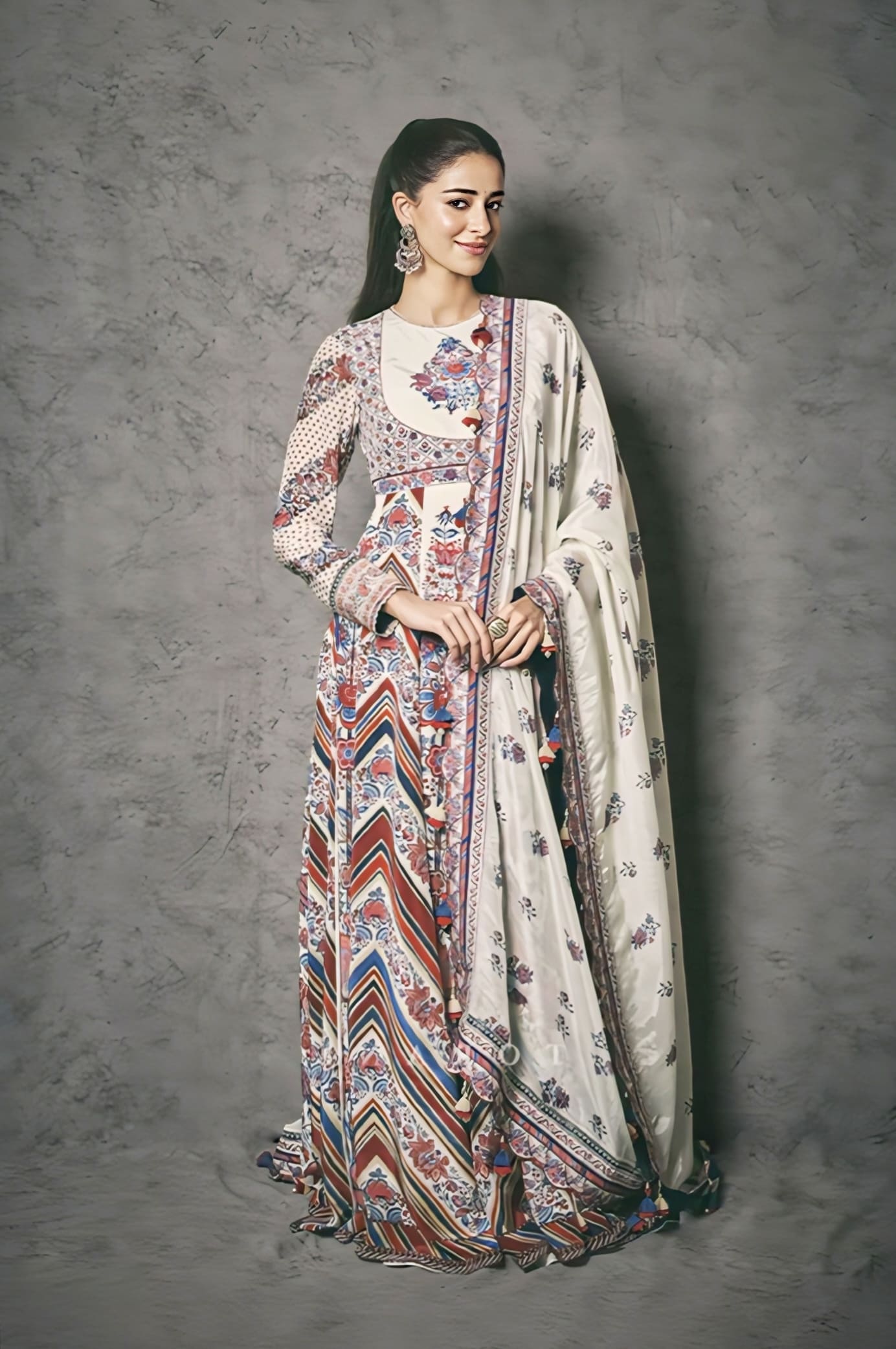 Ananya Panday Inspired Multicolour Printed Anarkali Set | Coromandel Nandita Designer Outfit