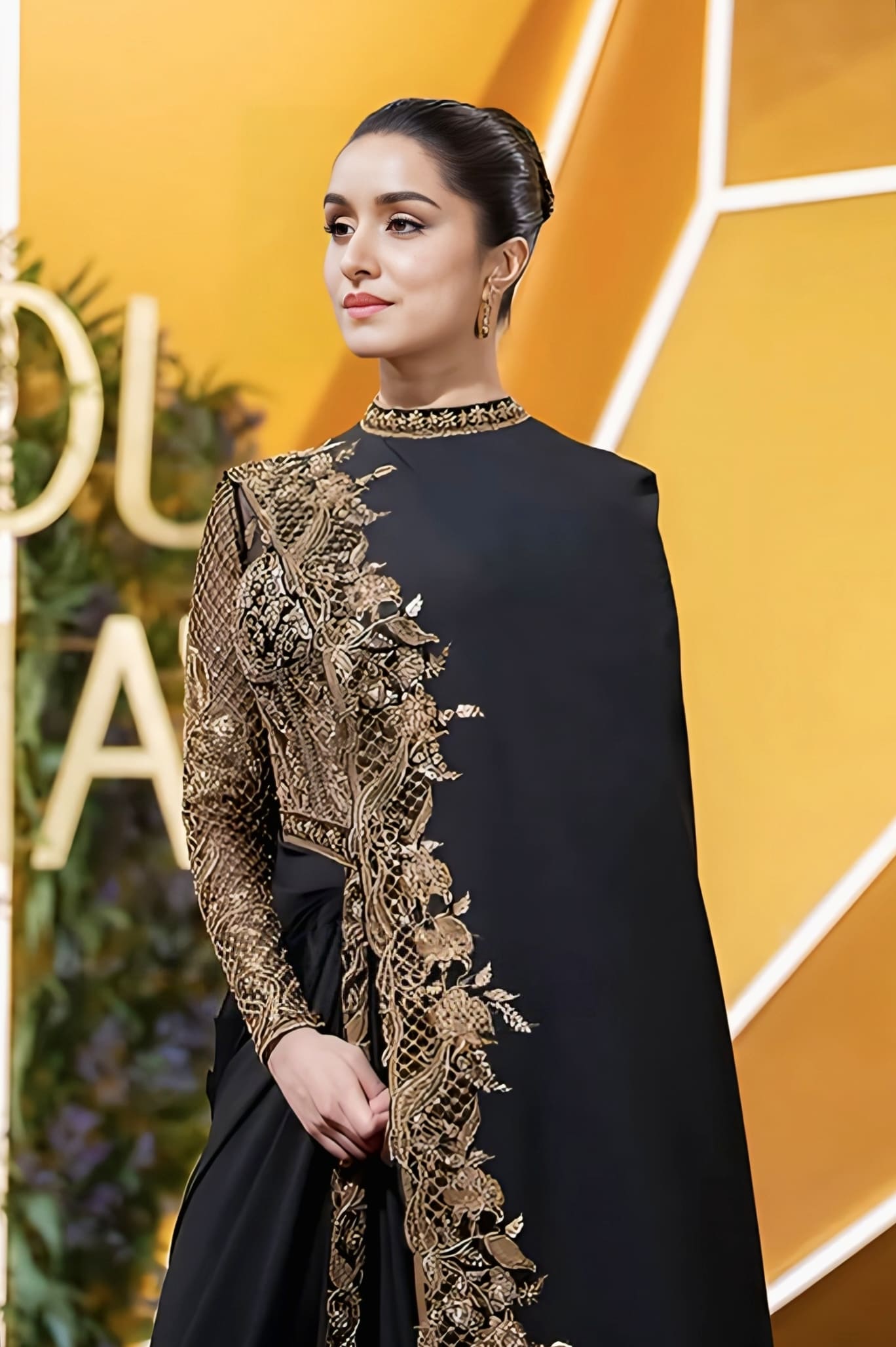 Shraddha Kapoor Inspired Black Embroidered Corset Dress with Cape | Si Rim Zim Fashion Shraddha Kapoor Inspired Black Embroidered Corset Dress with Cape | Si Rim Zim Fashion