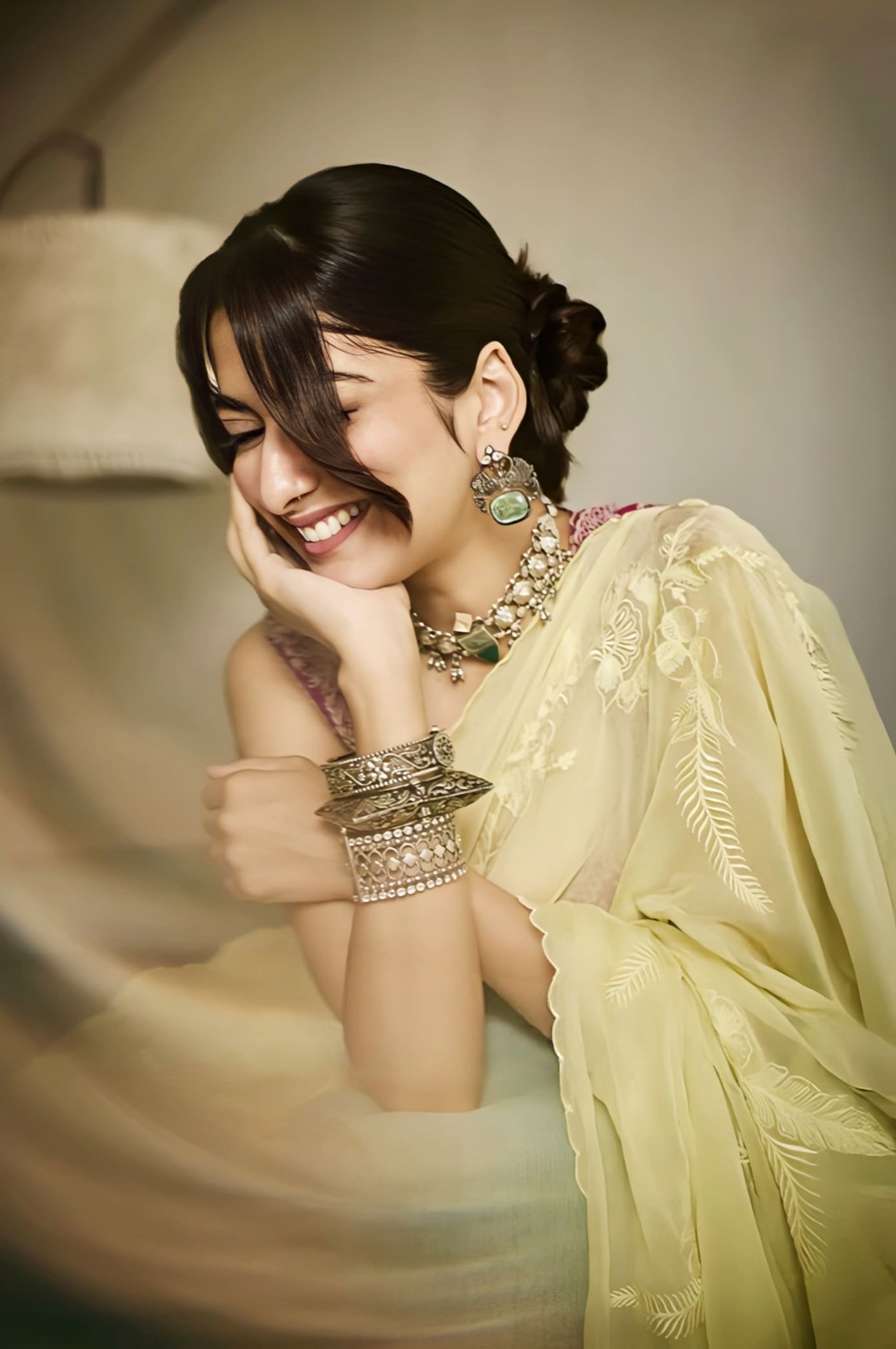 Tanya Maniktala Inspired Yellow Pink Embroidered Organza Saree Set | Kasmai Pankhuri Meera Designer Outfit