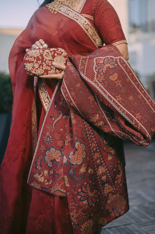 Shefali Shah in Custom Dhuni Chintz Jacket – Maroon Cotton Jacquard Digital Print Designer Jacket