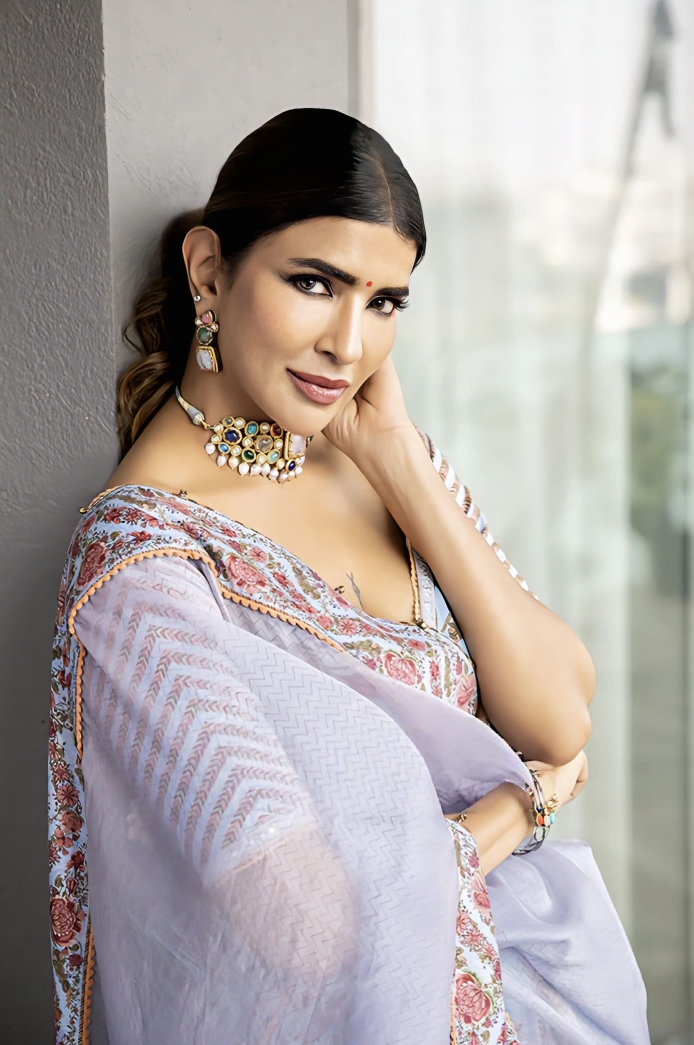 Lakshmi Manchu in Samsara Waheeda Lehenga Set – Blue Handwoven Chanderi Printed Designer Lehenga