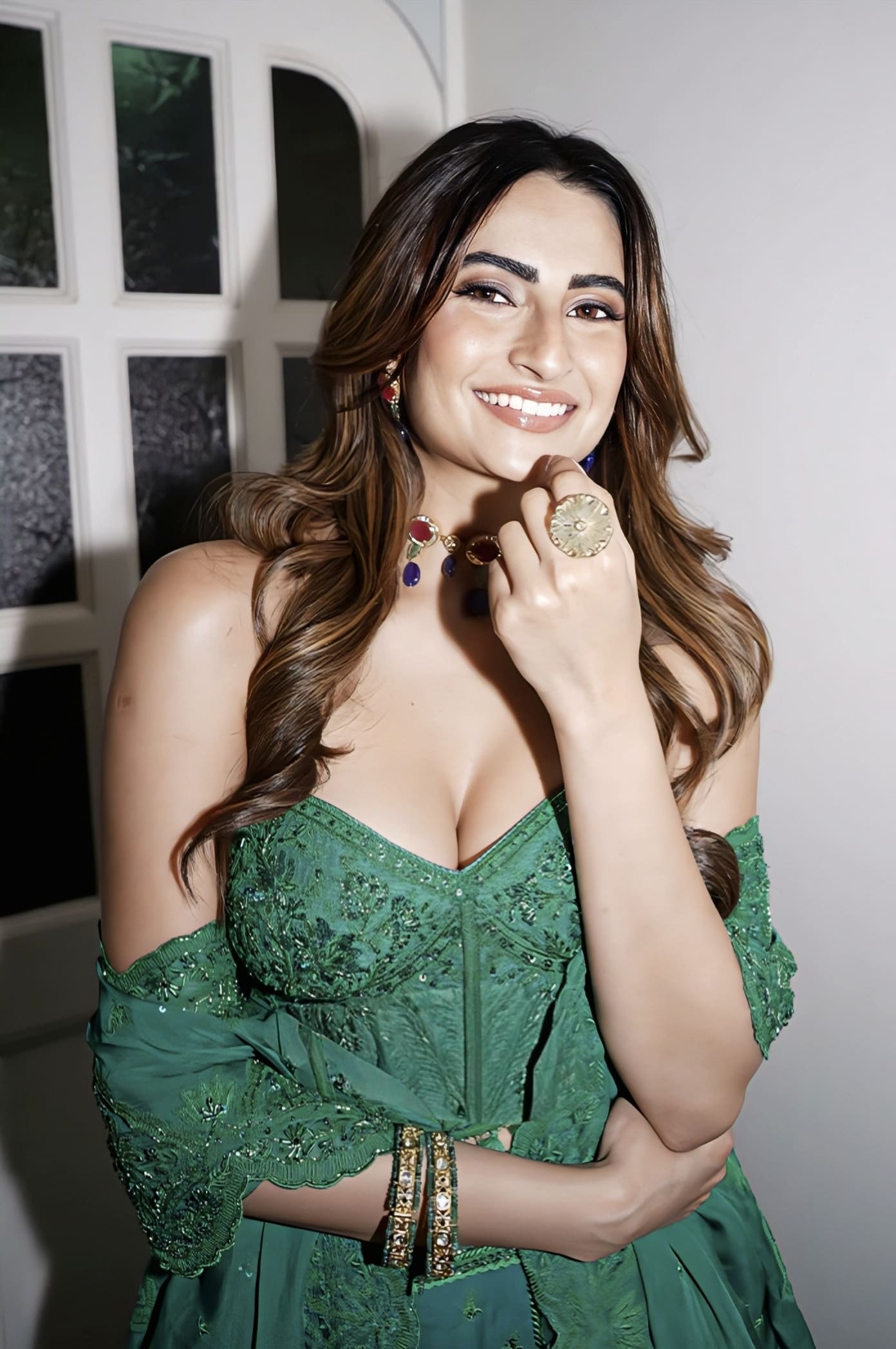 Palak Tiwari in Parnabha Ayra Lehenga Set – Green Organza Silk Embroidered Designer Lehenga