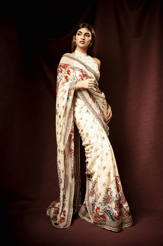 Sreeleela in Coromandel Pravya Saree Set – Multicolour Georgette Digital Print Designer Saree
