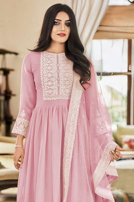 Flamingo Pink Palazzo Salwar Suit for Festive & Party Wear