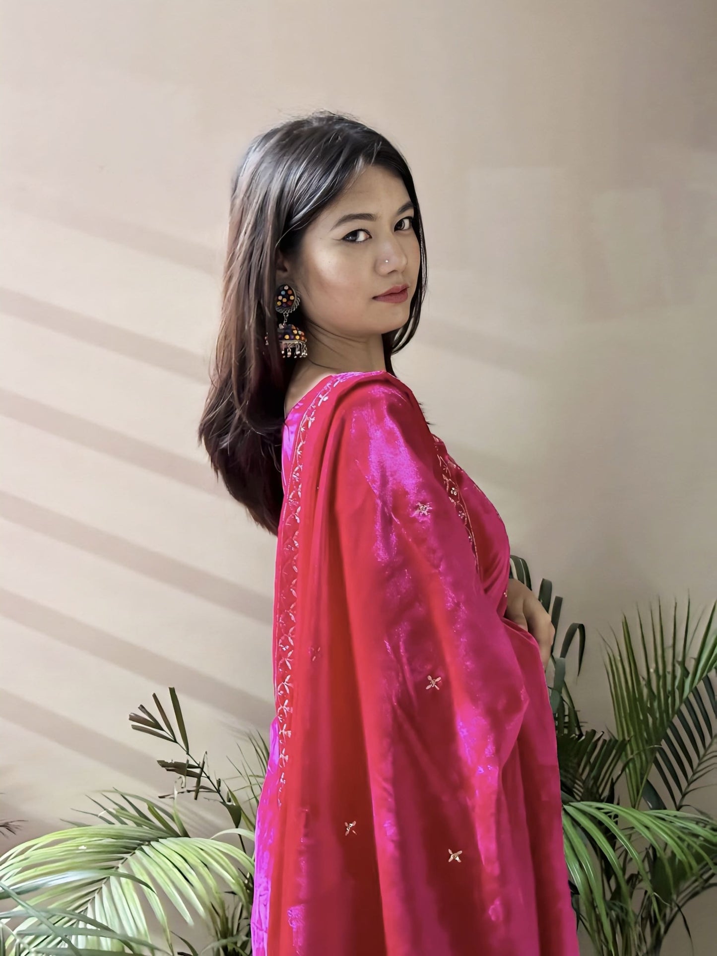 Pink Heavy Velvet Salwar Suit with Thread & Sequence Work Dupatta