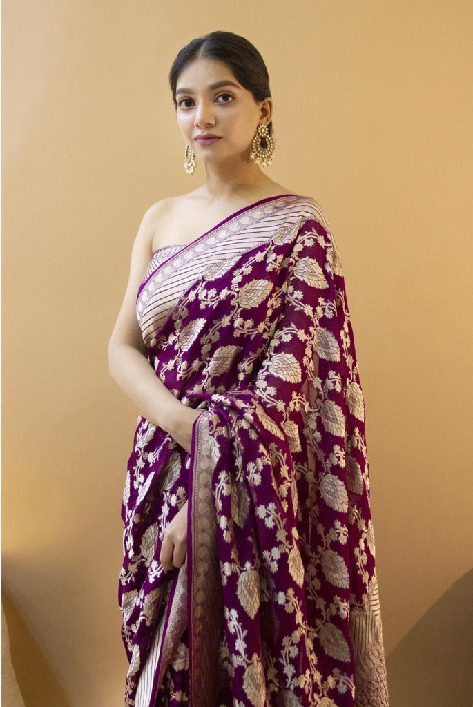 Traditional Lichi Silk Bridal Wear Soft Silk Banarsi Designer Saree