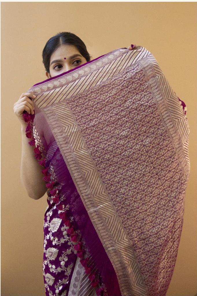 Traditional Lichi Silk Bridal Wear Soft Silk Banarsi Designer Saree