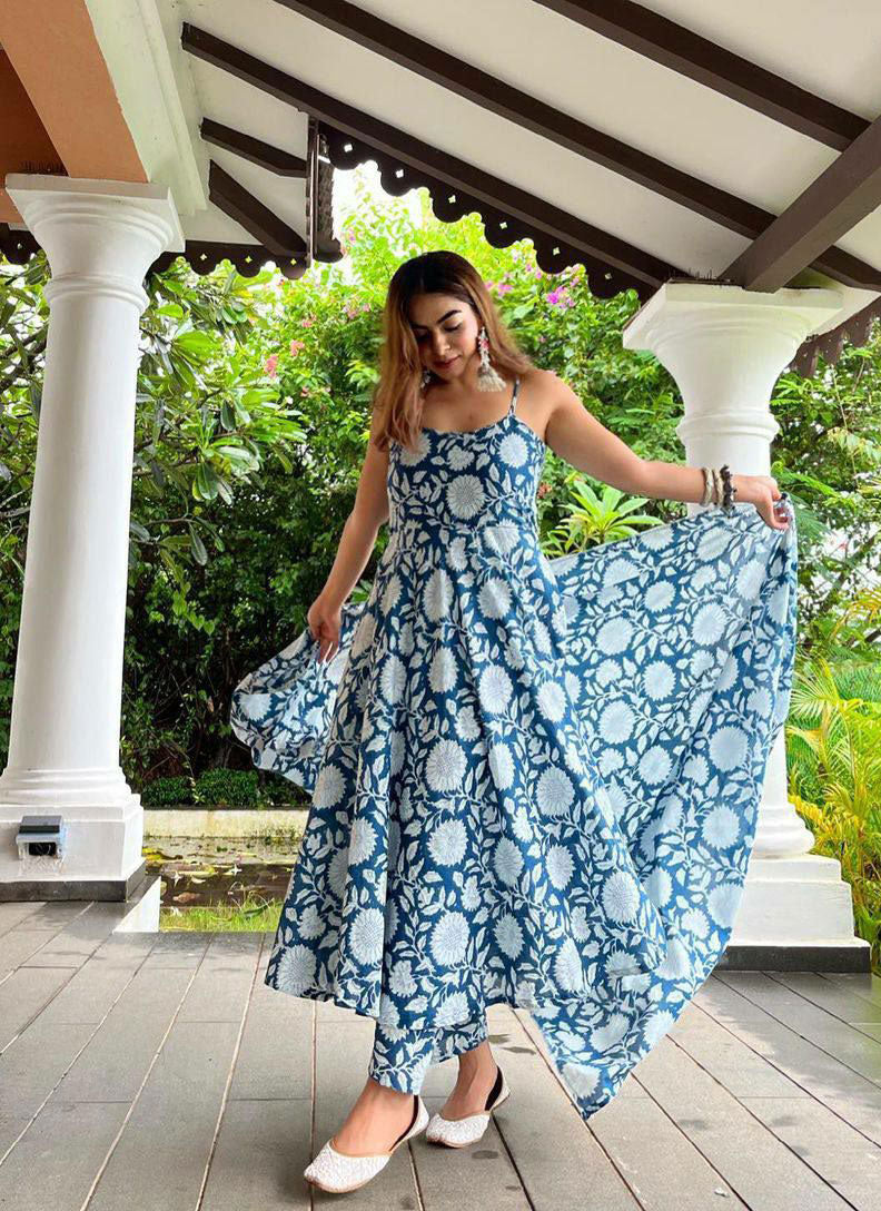 Women Ethnic Wear Blue Color Gown