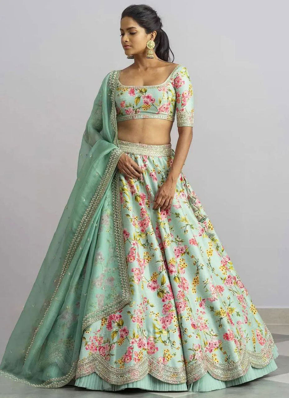 Dulhan green lehenga best sale