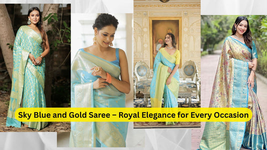 Sky Blue and Gold Saree – Royal Elegance for Every Occasion