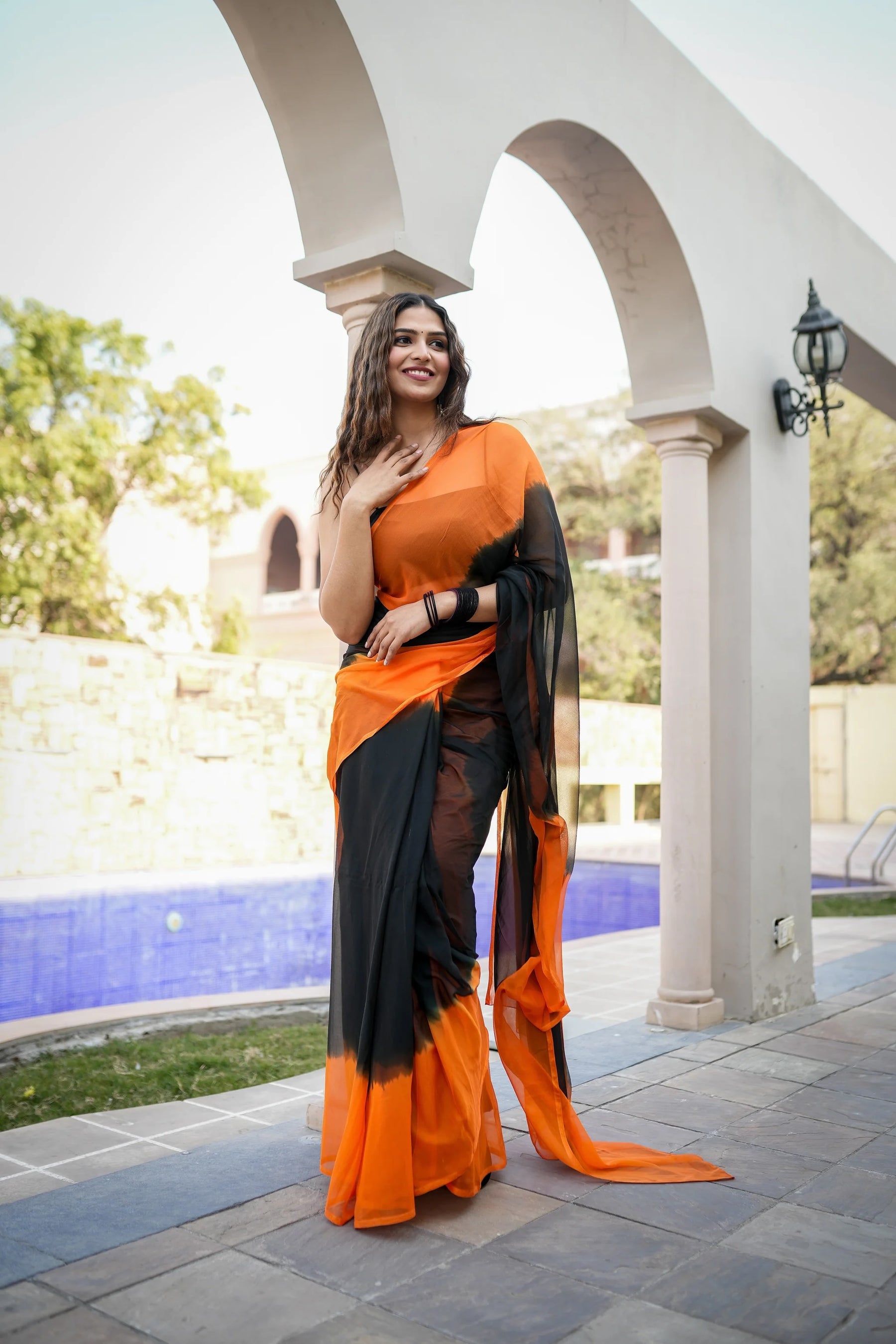 Elegant Dusk Delight Chiffon Saree