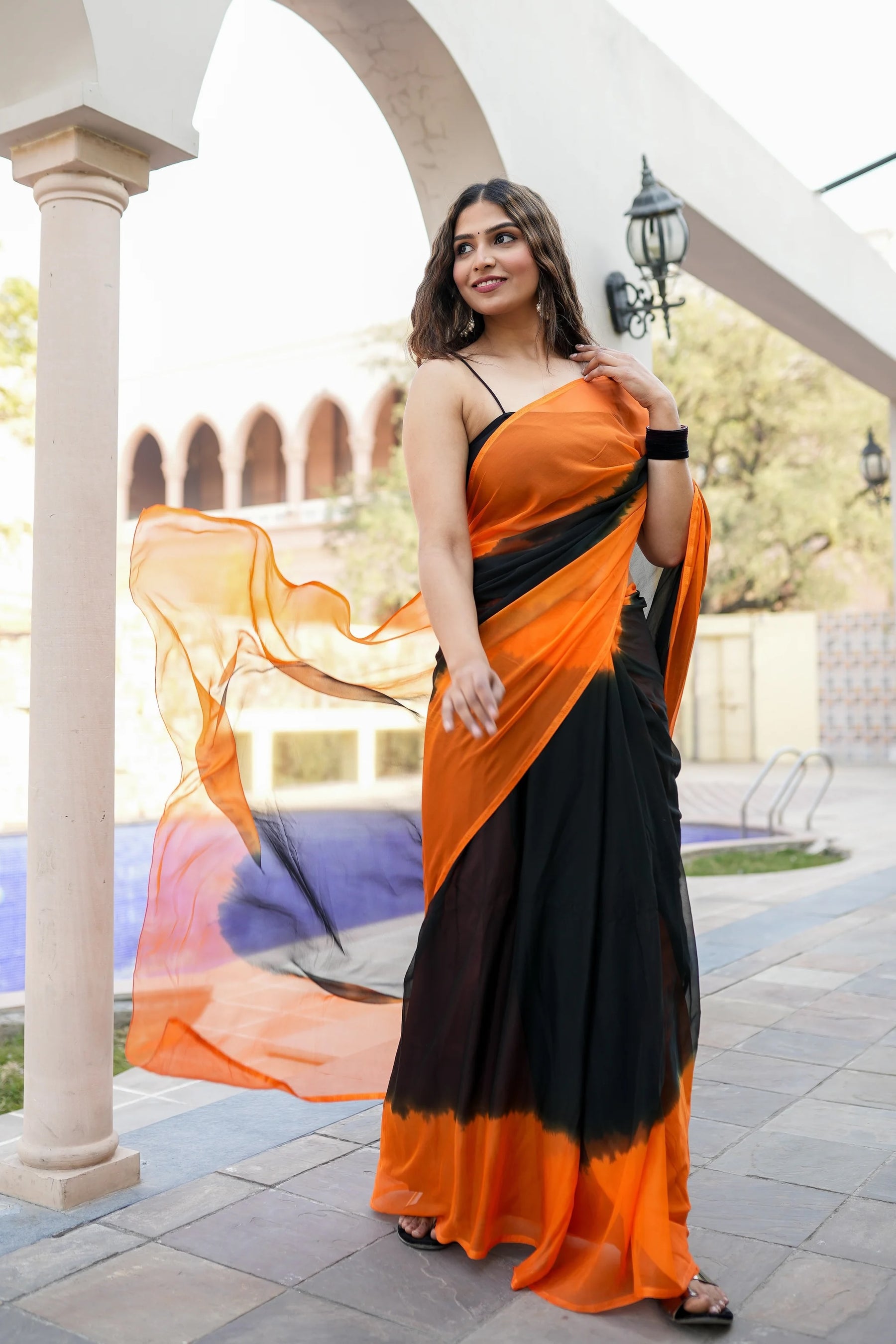 Elegant Dusk Delight Chiffon Saree