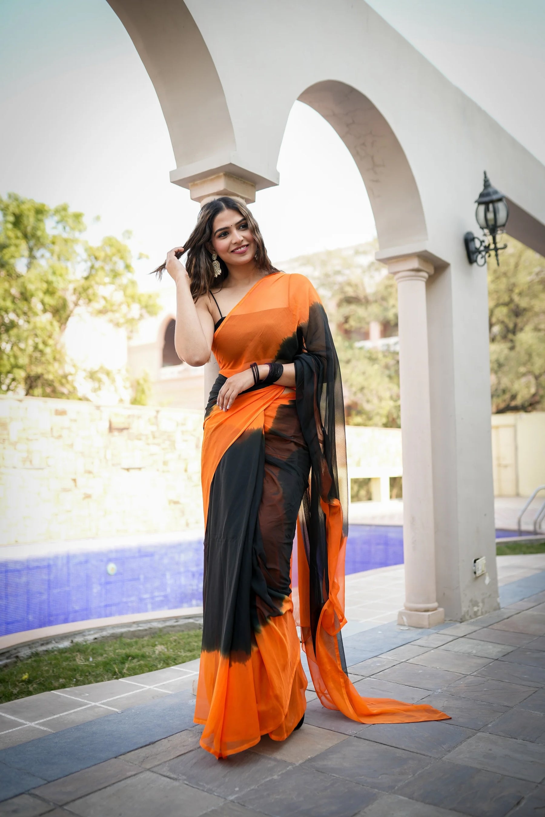 Elegant Dusk Delight Chiffon Saree