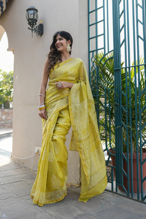 Pearly Prestige Handblock Saree