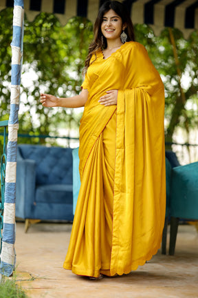 Mustard Sunshine Glow Satin Saree