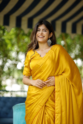 Mustard Sunshine Glow Satin Saree