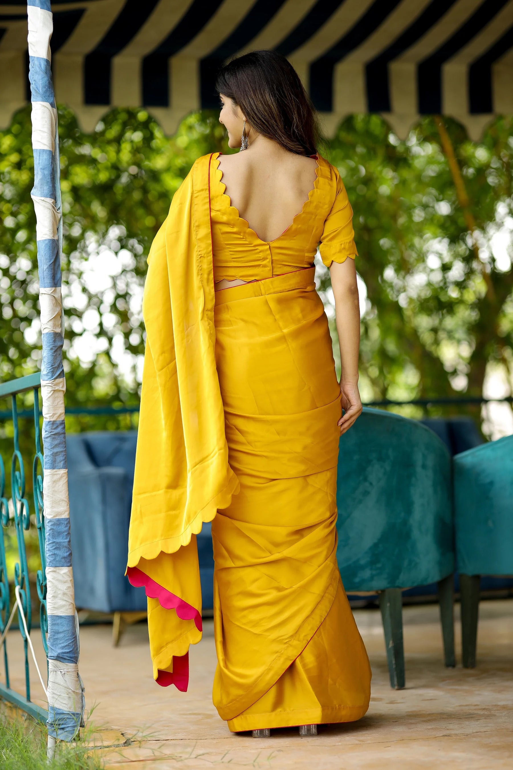 Mustard Sunshine Glow Satin Saree