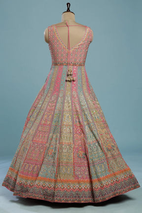 Multicolor Sequins Embroidered Silk Indowestern Gown