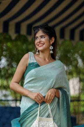 Green Ombre Georgette Saree with Sequin Work