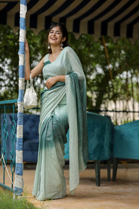 Green Ombre Georgette Saree with Sequin Work