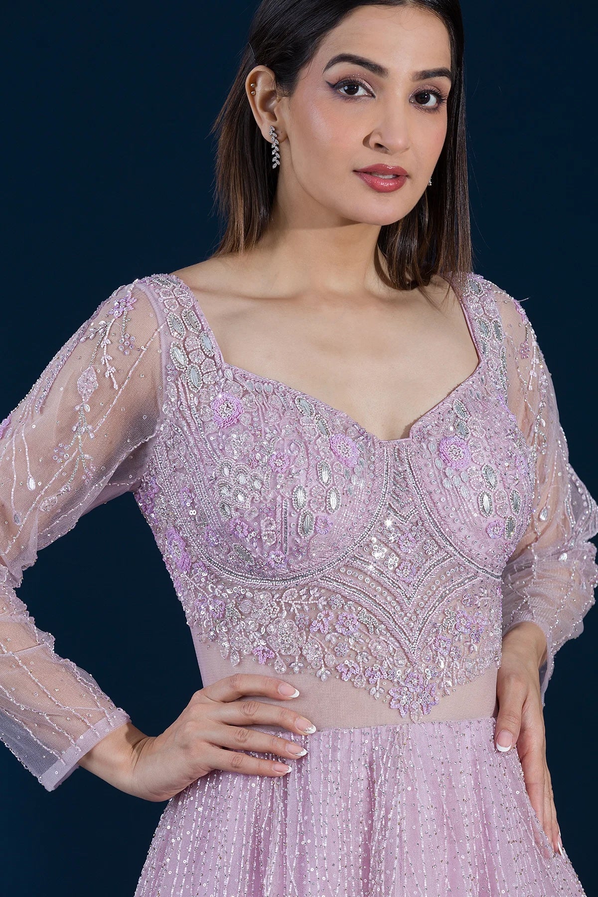 purple net dress Buy Lavender Glitter Net Gown