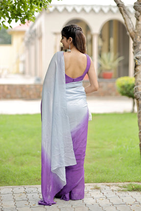 Ombre Georgette Saree with Purple & Grey Sequin Work