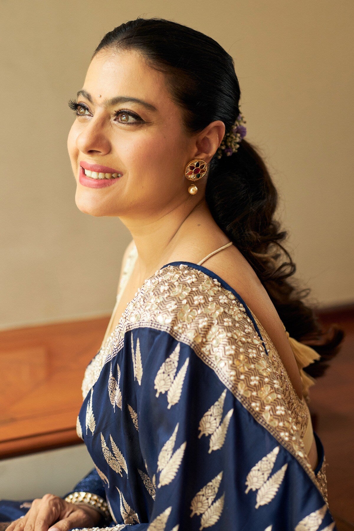 Kajol in Regal Blue Handwoven Benarasi Silk Saree