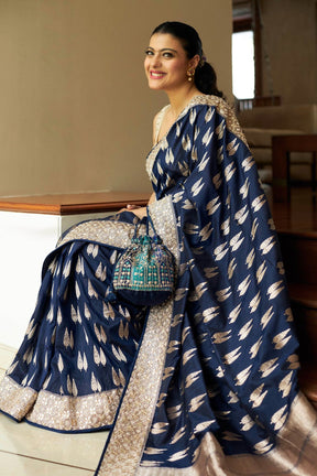 Kajol in Regal Blue Handwoven Benarasi Silk Saree