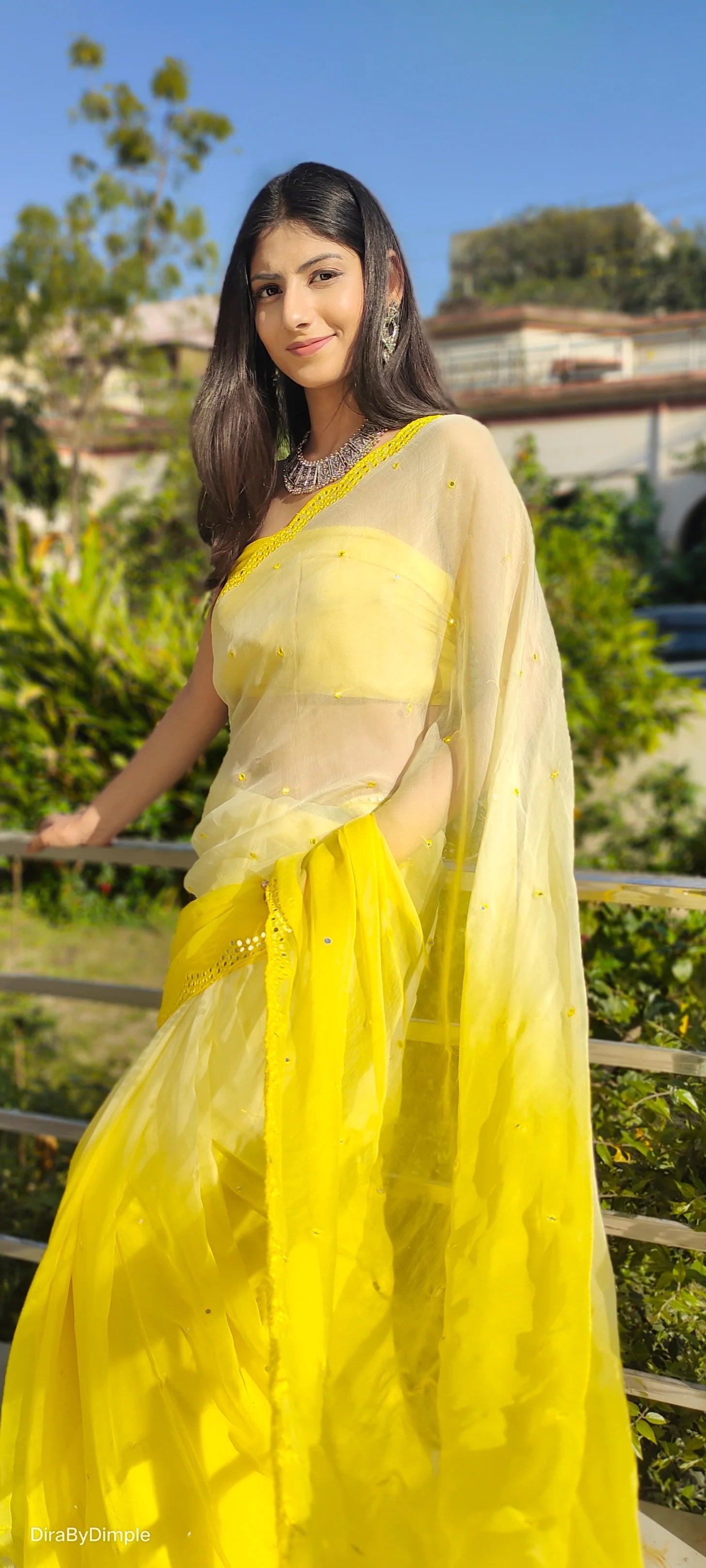 Soft Chiffon Saree in Vibrant Yellow