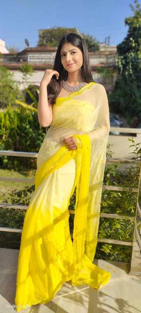 Soft Chiffon Saree in Vibrant Yellow