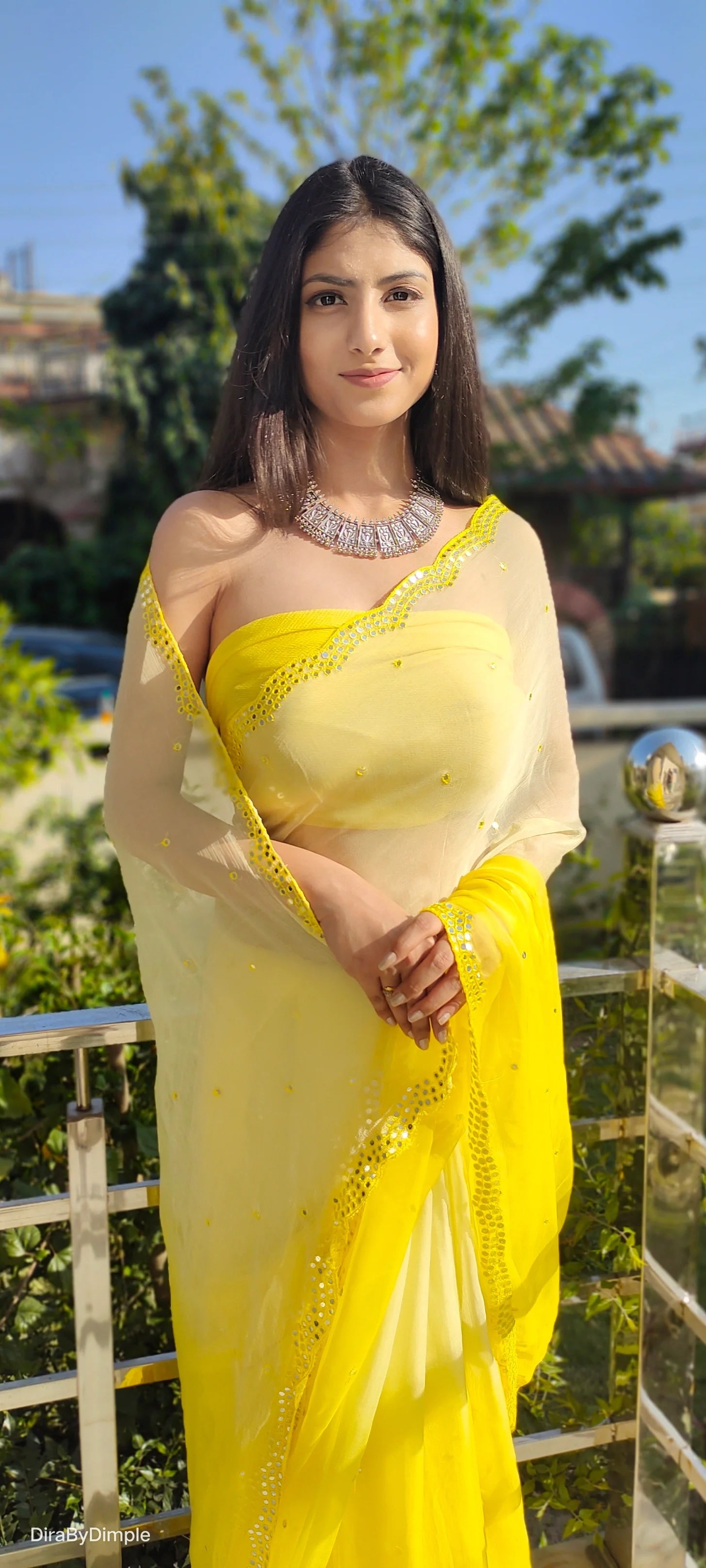 Soft Chiffon Saree in Vibrant Yellow