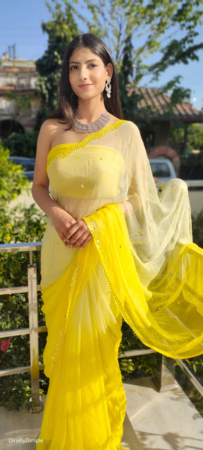 Soft Chiffon Saree in Vibrant Yellow