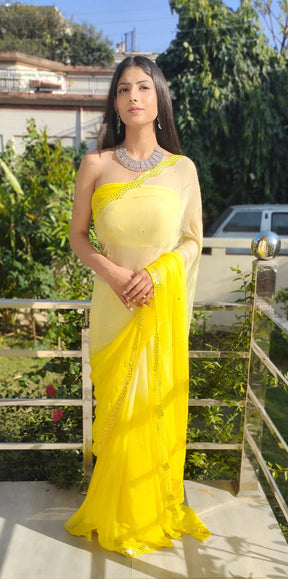 Soft Chiffon Saree in Vibrant Yellow