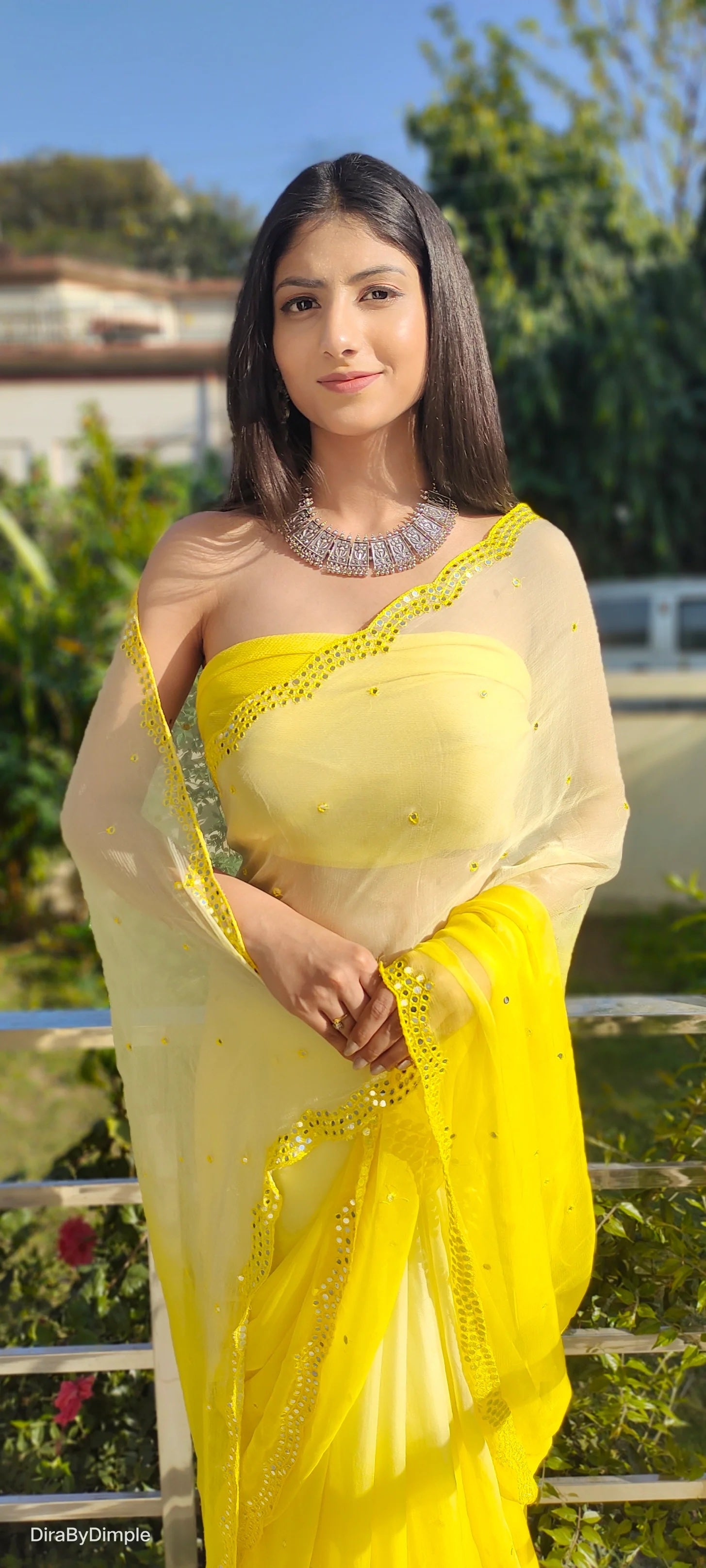 Soft Chiffon Saree in Vibrant Yellow