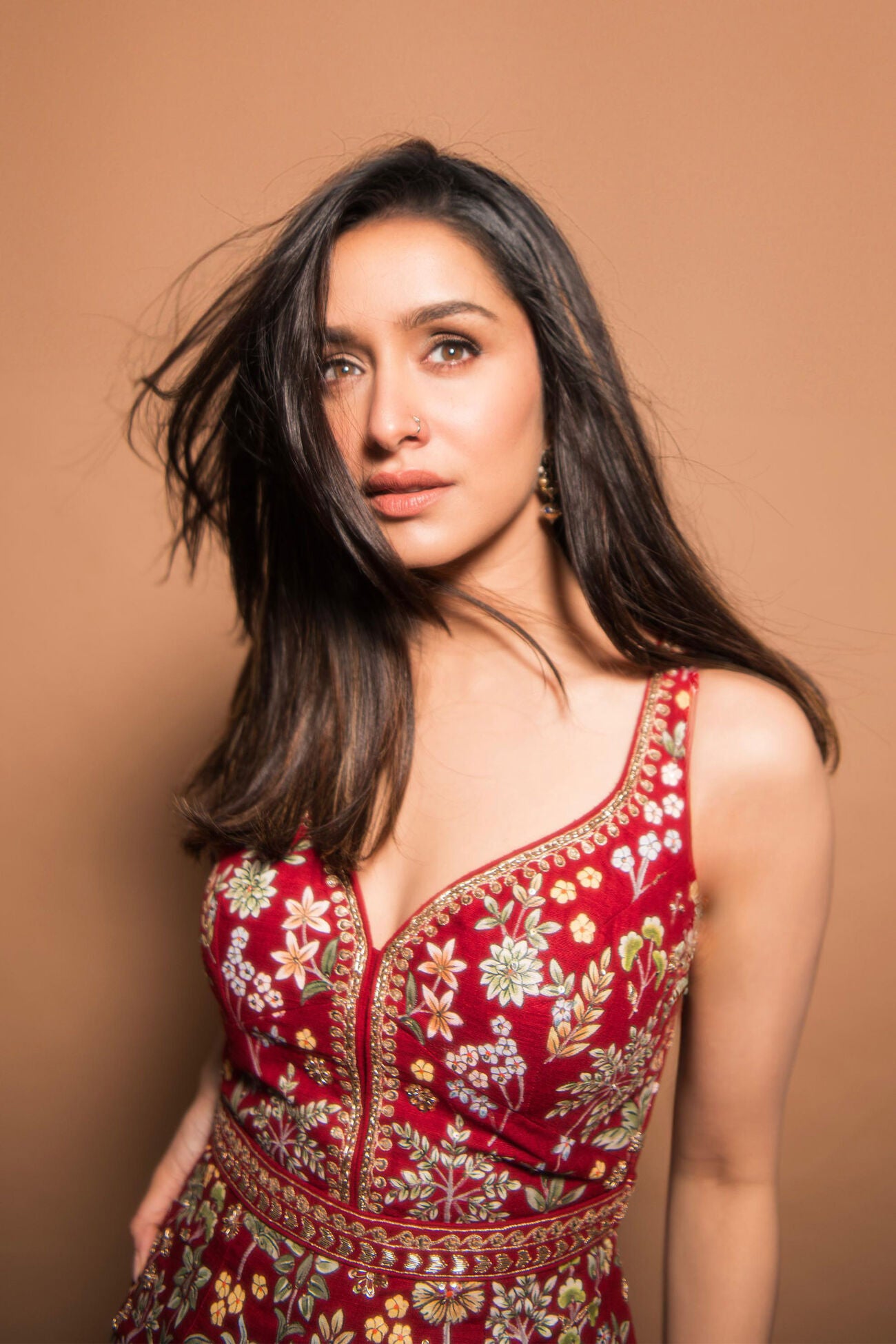 Shraddha Kapoor in Red Ballad Of The Wild Hand-painted Pichhwai Silk Dress