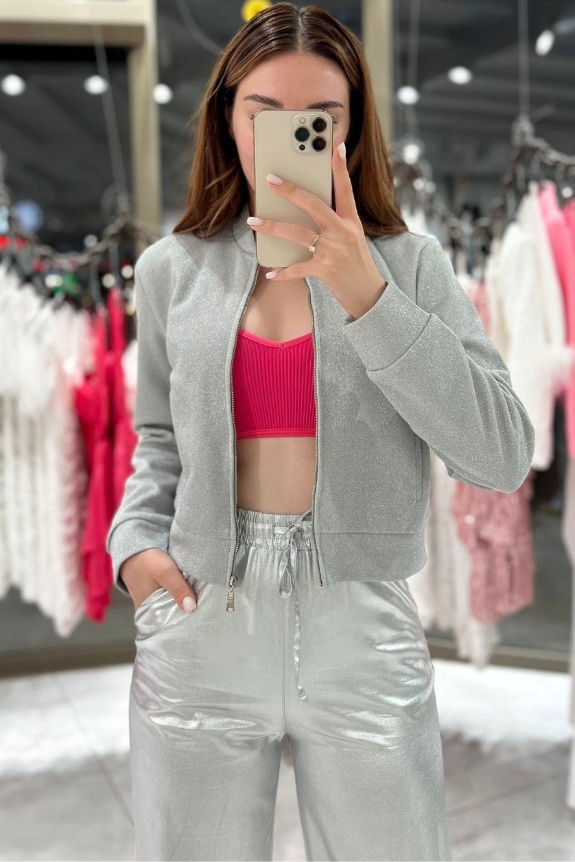 Taya Silver Bomber Jacket – Sleek and Modern Outerwear