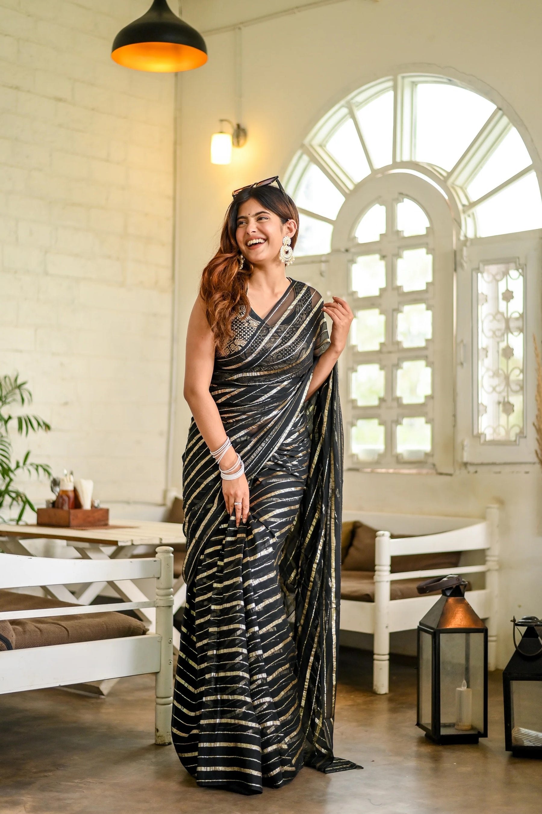 Traditional Black Georgette Saree with Zari Work