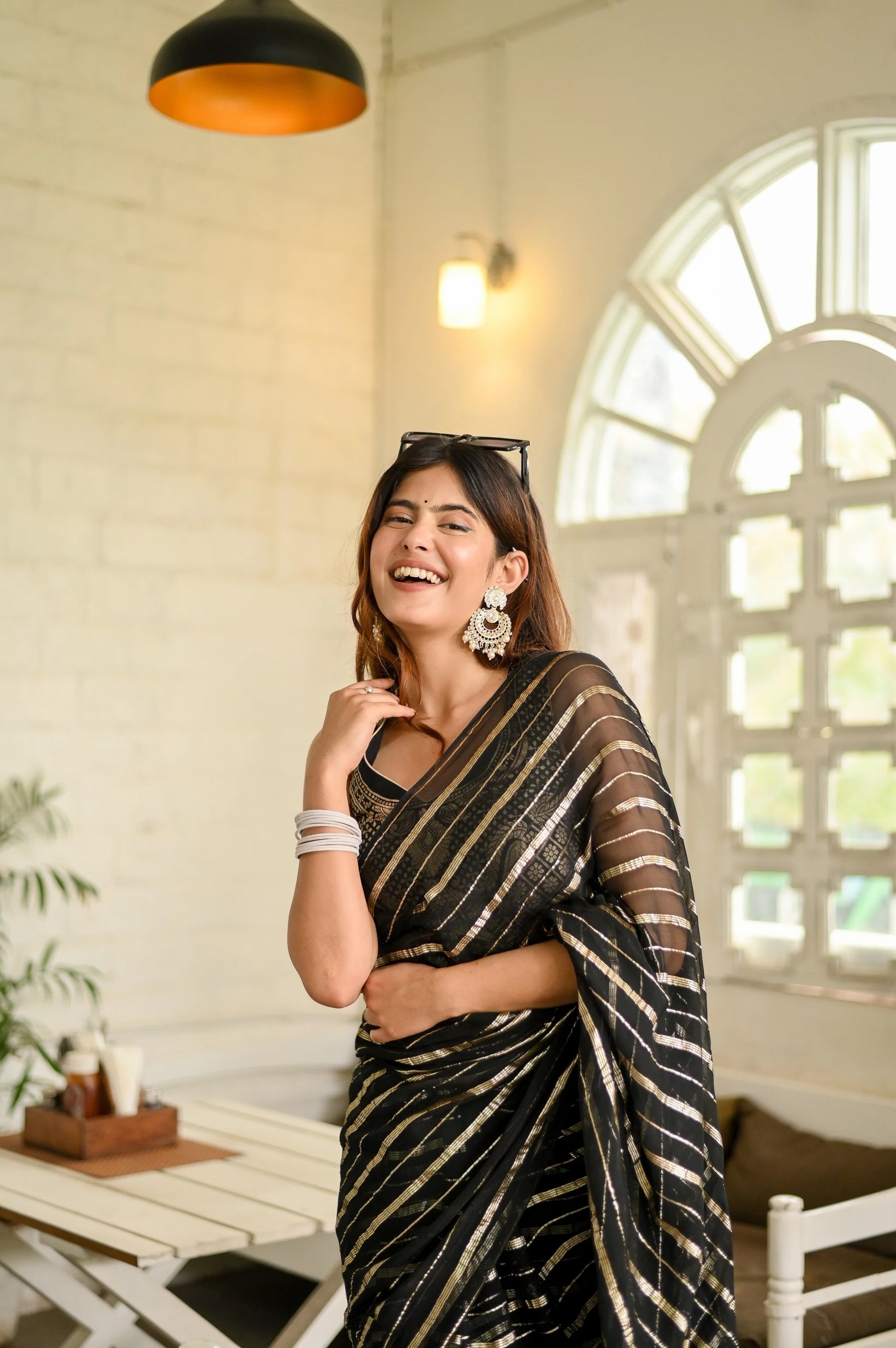 Traditional Black Georgette Saree with Zari Work